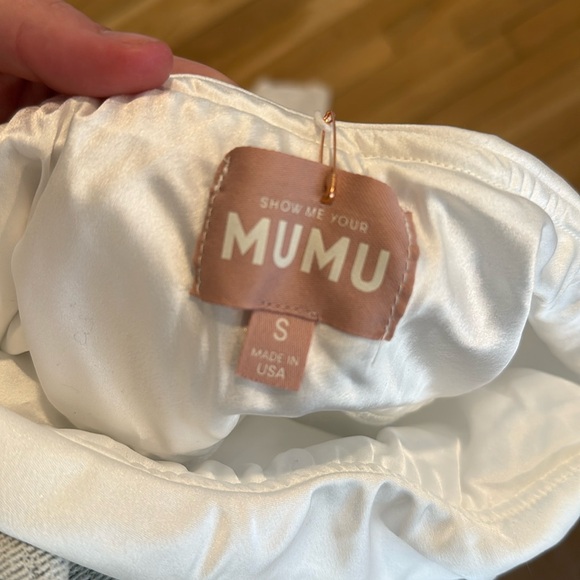 Show Me Your Mumu Taylor Tube Maxi Dress Ivory Luxe Satin Size S NWT - Picture 11 of 11